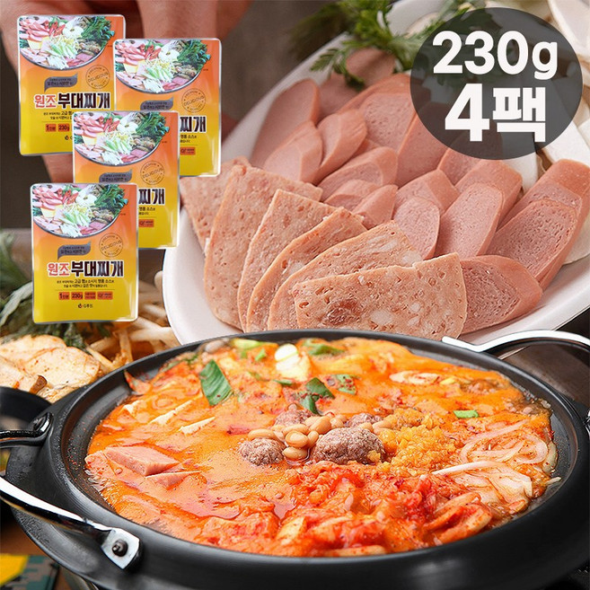 고급 햄과 소세지로 만든 원조 부대찌개 얼큰한맛 진한 육수 팩 4인분, 4개