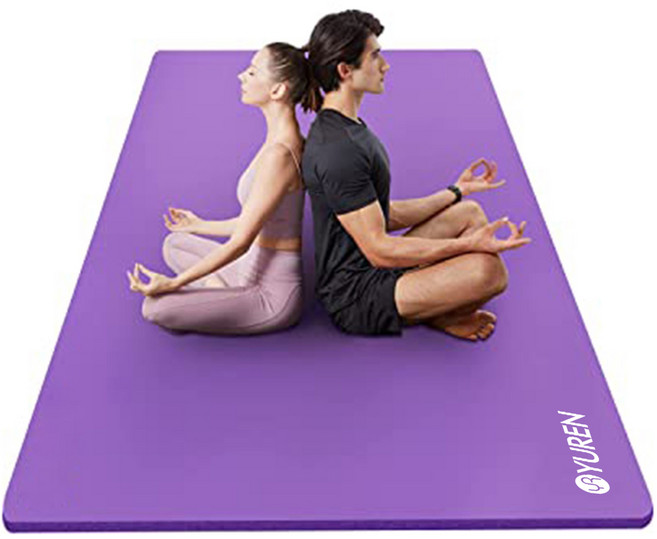 유렌 대형 요가매트 200x130cm 2인용 15mm 운동매트 NBR 광폭 홈트매트, 퍼플, 1개