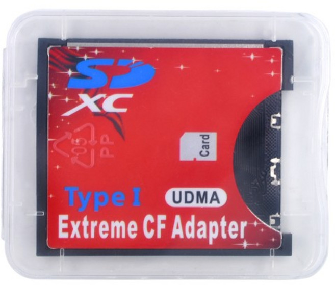 SD-CF 카드 어댑터 SD SDHC MMC-표준 컴팩트 플래시 타입 I UDMA 메모리 리더 카메라용 컨버터, 1) 빨간
