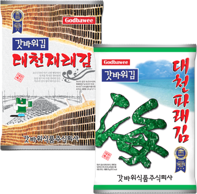 갓바위식품(주) 대천갓바위김 재래김 파래김 20g 각각 10봉, 20봉