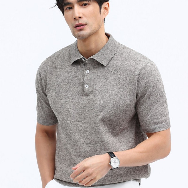 글리멜로 라이트 여름 남성 면 니트 카라 반팔 티셔츠