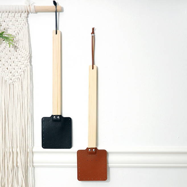 파리채 여름 벌레 해충 퇴치 인조가죽 모기채, 브라운