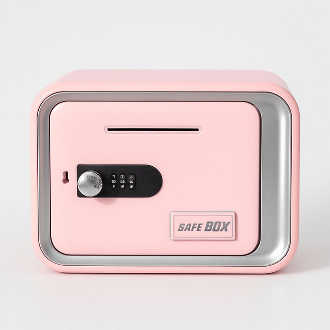 사각 미니금고 지폐 디지털 비밀번호 저금통, 네모 저금통-핑크