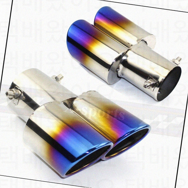 자동차 머플러 배기구 액세서리 마후라 파이프 팁 노즐 개조 범용 배기 튜닝, 블루스트레이트