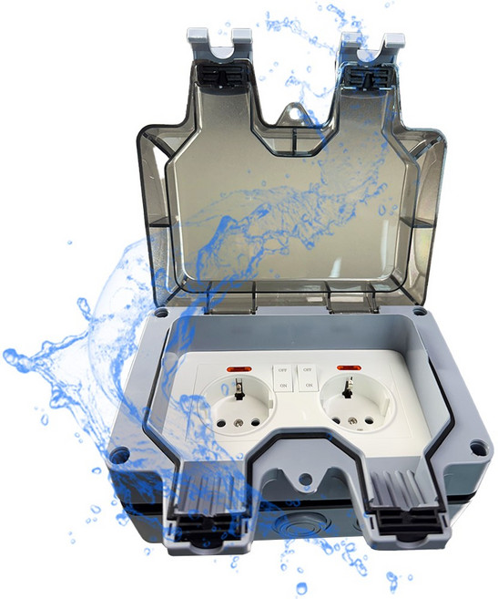 <한정판매>다용도 야외 캠핑 방수 방진 스위치 노출 콘센트 오픈, 6. 빌트인 2구 노출콘센트, 블랙, 드라이버 포함, 1세트, 168mm