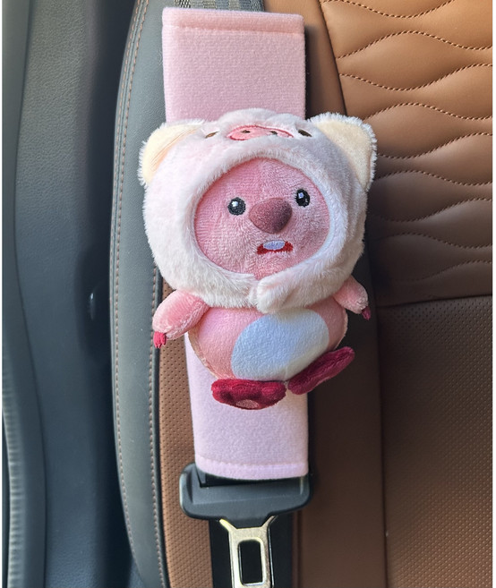 잔망루피 안전벨트 커버, 1개, 핑크 꿀꿀이