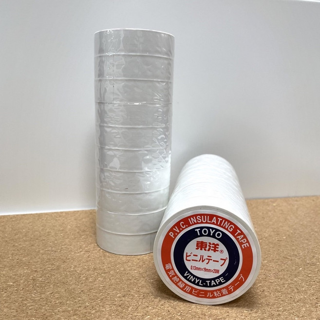 TOYO 絕緣膠布 0.13mm x 19mm x 20M 電工膠帶, 1個, 白色 一條10丸