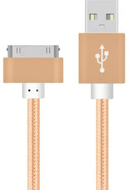 2M 긴 USB 케이블 고속 충전 30 핀 원래 충전 어댑터 iPhone 4 s 4s 3GS iPad 2 3 iPod Nano touch 용 충전기 데이터 케이블, 금, 1개