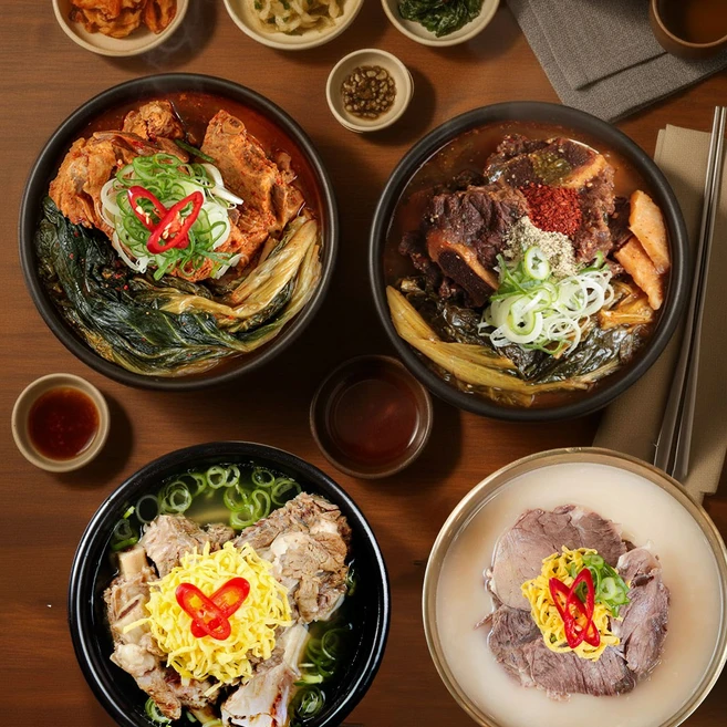 국내산 돼지뼈 해장국 950g (1개) + 소뼈해장국 900g (1개) + 갈비탕 800g (1개) + 곰탕 760g ( 1개) 총4개세트 - 쿠팡