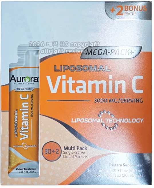 오로라뉴트라사이언스 메가팩 플러스 리포조말 비타민C 액상 32p, 640ml, 1개 - 쿠팡