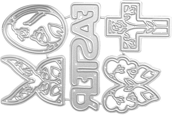 북마크 엠보싱 아트 공예 장식 몰드 용품을 위한 이스터 메탈 스텐실 템플릿 몰드 카본 스틸, 1개