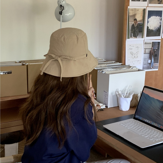 디프른티 여성 챙넓고 얼굴작아보이는 리본끈 보넷 버킷햇 모자