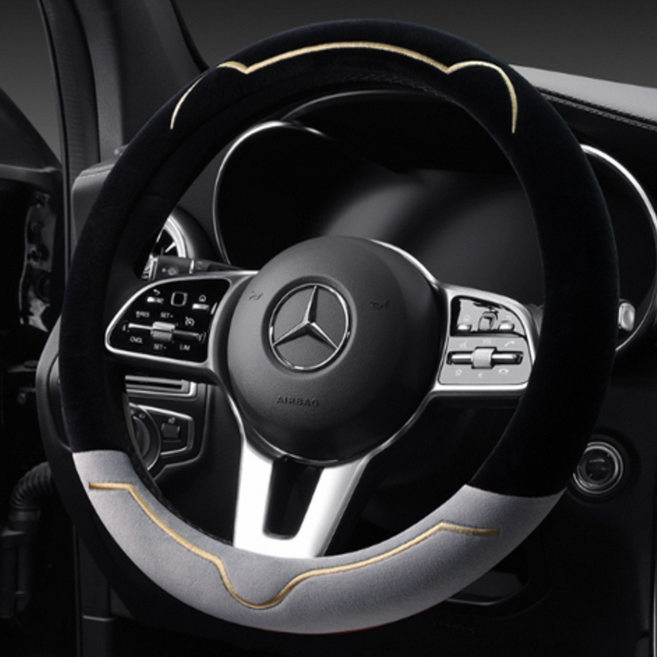 DK 극세사 방한 핸들커버 논슬립 사계절용 자동차 운전대 커버, 그레이(D형)