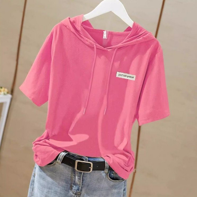 패션고리 여름 여성 캐주얼 데일리 후드 반팔 티셔츠 ZX055