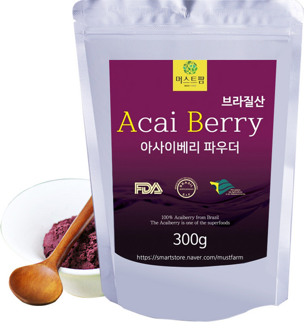 브라질산 아사이베리 저온살균 항공직수입 안토시아닌 분말, 300g, 1개