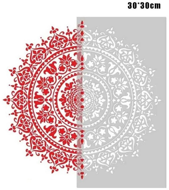 직경 만다라 라운드 겹쳐 스텐실 페인팅 스크랩북 색소 엠보싱 앨범 장식 템플릿, 1개