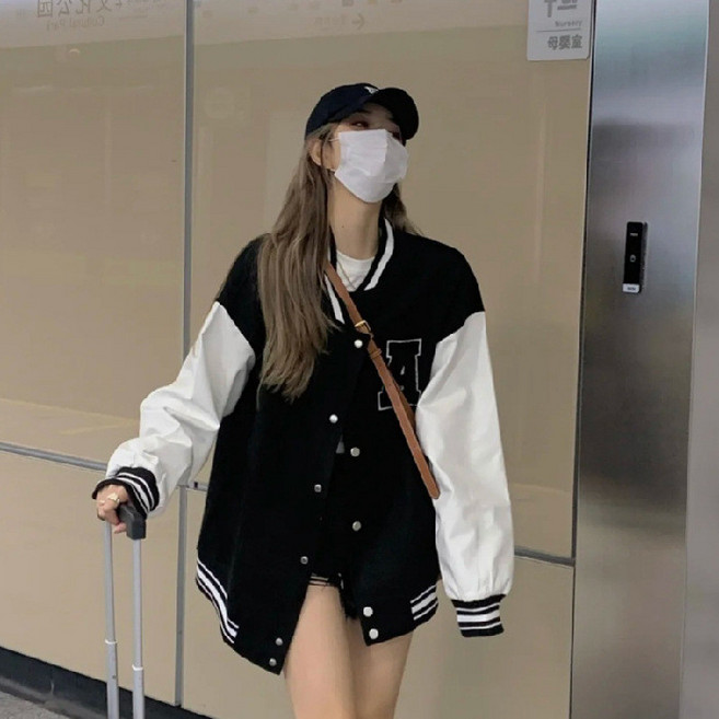 美式復古棒球外套女 韓系秋冬休閒寬鬆