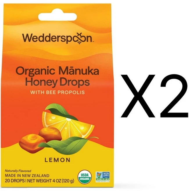 Wedderspoon 마누카 꿀 드롭 레몬맛 캔디 뉴질랜드산 20개 2개 - 쿠팡