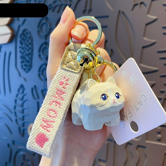 나무 조각풍 고양이 키링, 래그돌냥이, 1개