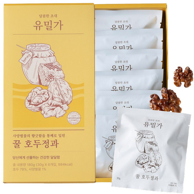 유밀가 수제 꿀 호두정과 30g 6개입 1세트, 1개, 180g