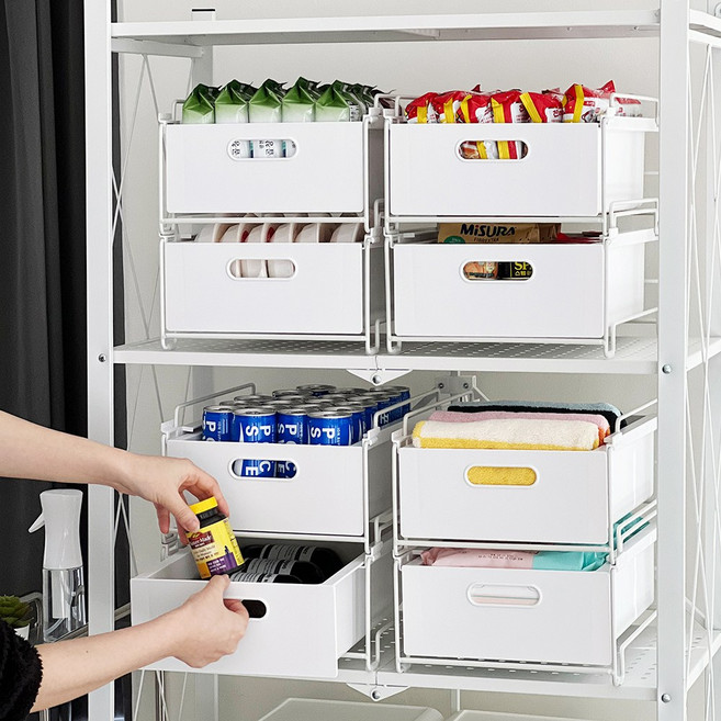 [당일출고] 빅사이즈! 루시아이 스택 슬라이딩 팬트리 정리함, 대형, 1개