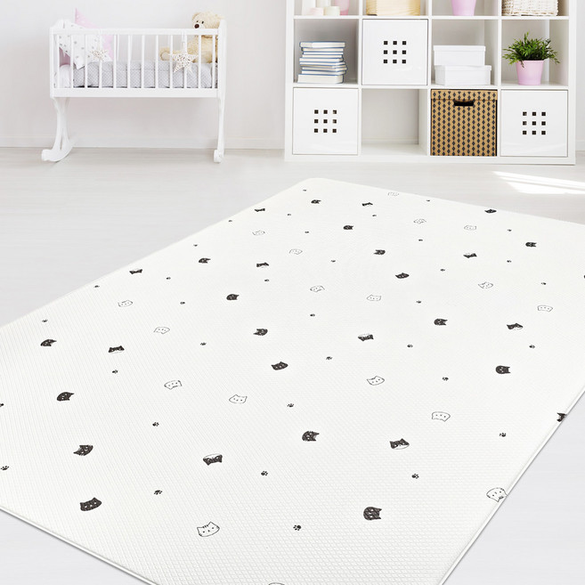 거실 바닥 PVC 쿠션 놀이방 매트 12T, 야옹이