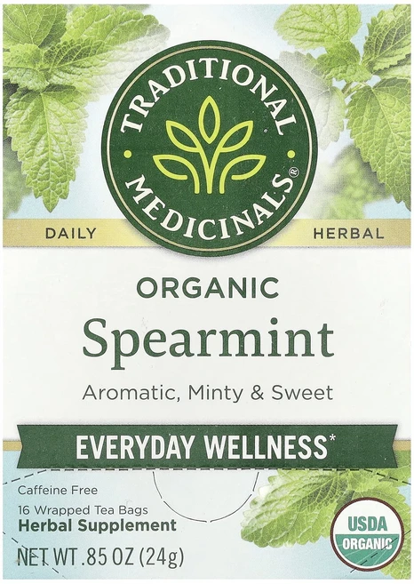 Traditional Medicinals 유기농 스피어민트 카페인 무함유 티백 16개입 24g(0.85oz.), TraditionalMedicinals유기농스피어민트카, 1개, 16개 - 쿠팡