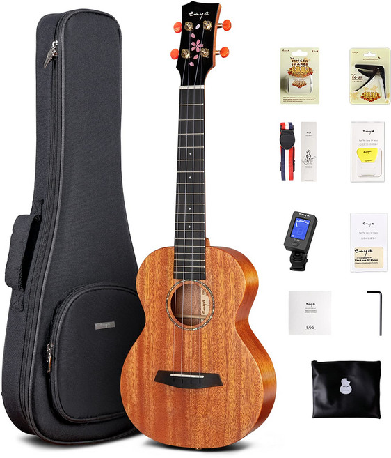 Enya EUT-MS 테너 우쿨렐레 초보자 9점 세트 마호가니 전 단판