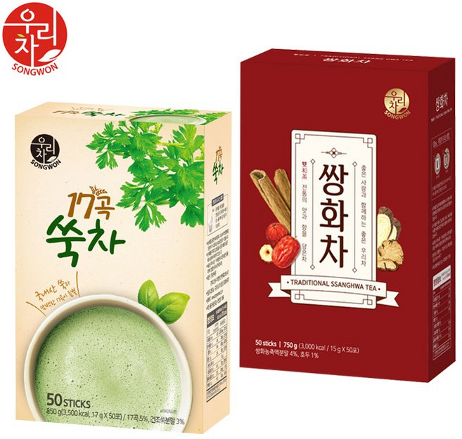송원 17곡 쑥차 50T +쌍화차 50T, 1개입, 1.6kg, 1개