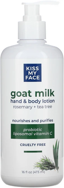 Kiss My Face 염소 우유 손 바디 로션 로즈마리 + 티트리 (473 ml) 2팩, 1개, 473ml - 쿠팡