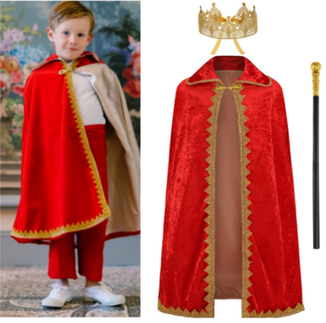 시그니처 어린이 왕자 코스튬 왕자망토 왕관 봉 세트