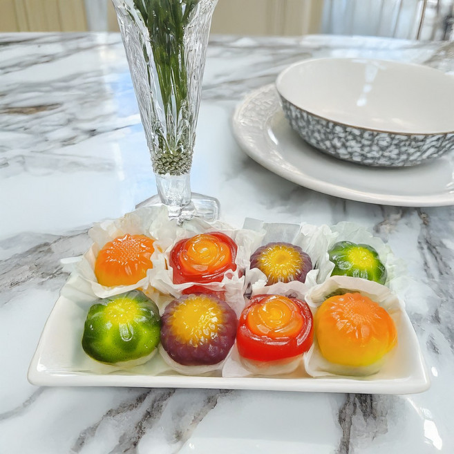 [찰진한상자] 꽃모찌 찹쌀떡 젤리떡 (35g48알1.68kg) 식사대용떡 간식떡 답례떡 행사떡, 1박스, 1.68kg