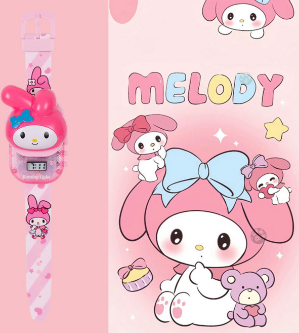 [아띠엘] 반짝 멜로디 산리오 캐릭터 어린이 전자시계 손목시계 시나모롤 마이멜로디 쿠르미 여아 남아 초등학생