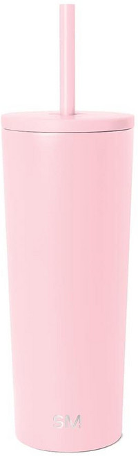 Simple Modern 클래식 단열 텀블러 710ml (24oz) 빨대와 플립 뚜껑 포함- 스테인리스 스틸 물병 아이스 여행 머그 컵 - 라벤더 미스트, -블러시
