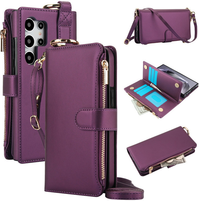 Maysun 갤럭시 S24 울트라 적용 양면 지갑형 케이스 가죽 다이어리 카드수납 스트랩