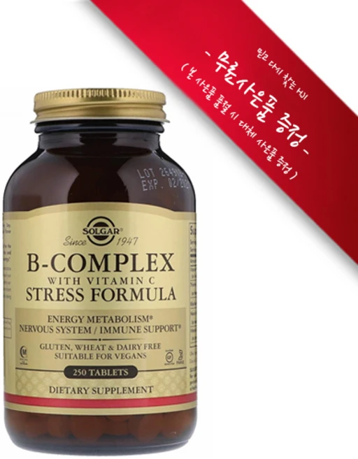 [정품 미국 배송] 솔가 B 컴플렉스 위드 비타민C 스트레스 포뮬라 250정 Solgar Complex B with Vitamin C Stress Formula *사은품*, [1개] 챱스틱, 1개 - 쿠팡