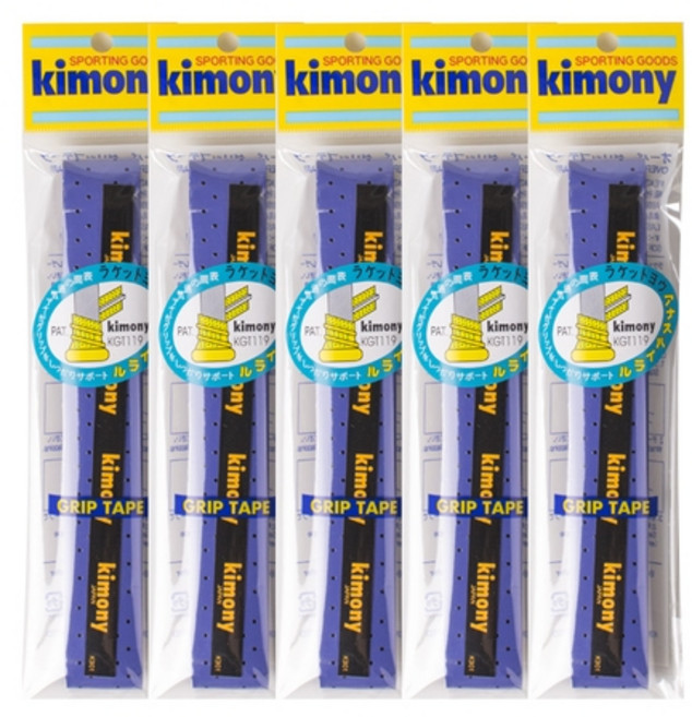 키모니 라켓 홀스파이럴 개별포장 스펀지 그립테이프, 5개, 119네이비