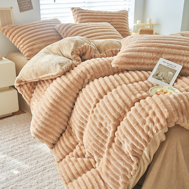 에이트샵 극세사이불커버 벨벳 호텔식 고밀도 고급 차렵이불 커버, 카멜색