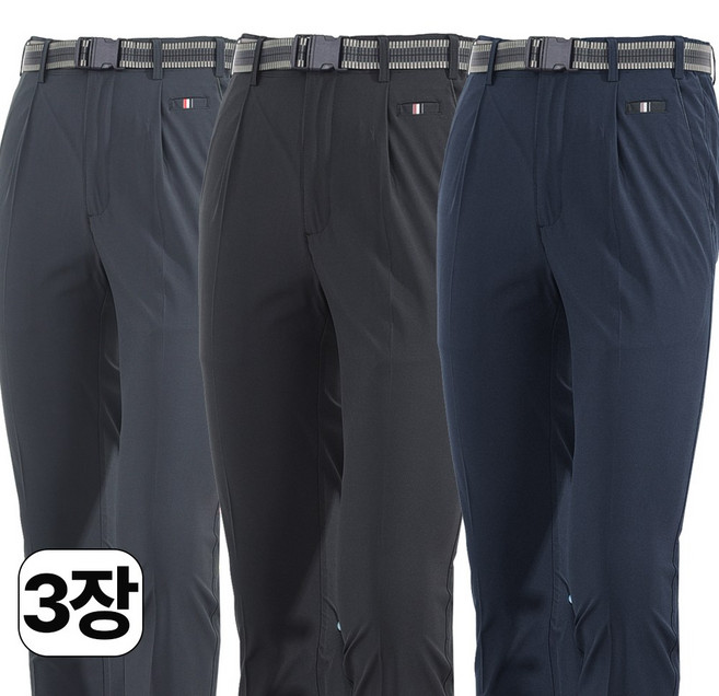 [워킹맨] 3세트 봄 가을 시즌 남성 워킹 무지 벨트바지 아웃도어 하의 작업복 일상복 단체복 B100