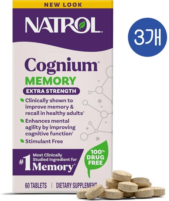 나트롤 코그니움 메모리 200mg Natrol Cognium Memory Extra Strength, 3개, 60정 - 쿠팡