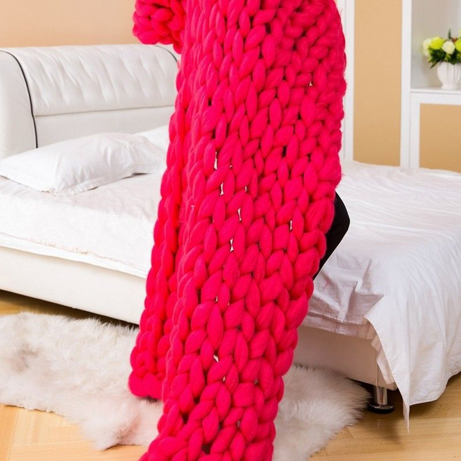 자이언트얀 뜨개질 담요 빅얀 대형 코튼 니트 짠 이불, 1. 50x50cm (0.45kg 베개), 빨간색