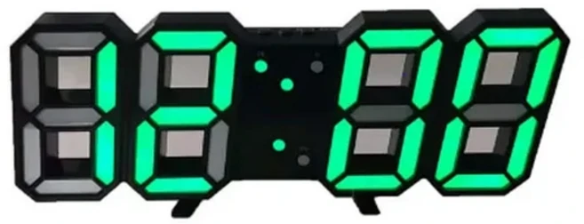 SLOWER LED 탁상시계 걸쇠 시계 디지털 온도계 색과 소리로 경고 서모 경보, BlackGreen