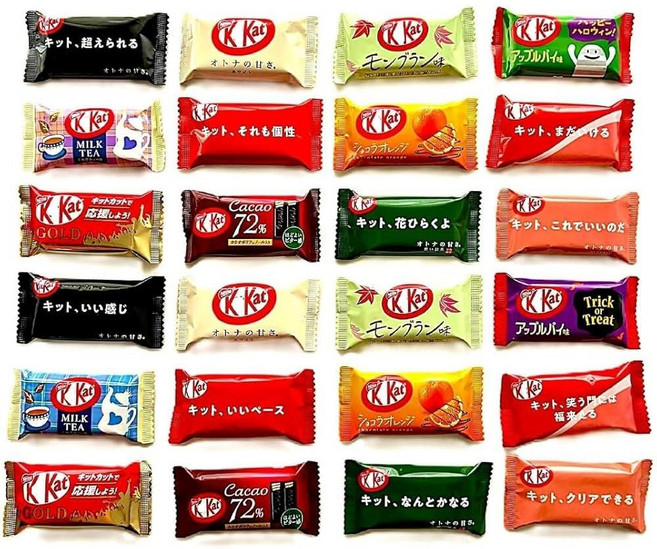 Konbini Japan - 의 미니 일본 KitKat 초콜릿 버라이어티 팩 모음 (12가지 맛 ) 정통 캔디 스낵 웨이퍼 스위트 선물 귀여운 소형 사이즈 서양 버전에 비해 설, Konbini Japan , 24개의 미니 일본 Kit