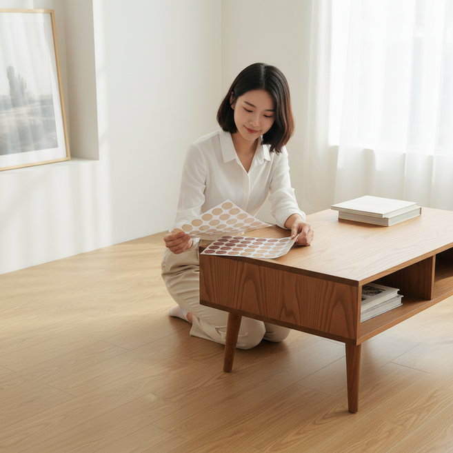 벽구멍메우기 가구 보수스티커 54개입, 4-못스티커-원목크림