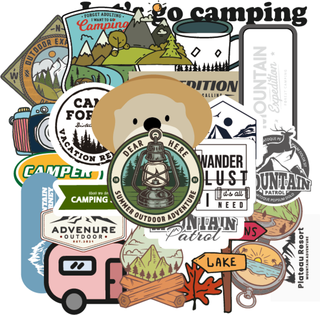 감성 캠핑 방수 스티커 4종x2set 총 8장 DS, 1개