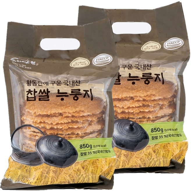 [라이스웰] 황동판에 구운 국내산 찹쌀누룽지 850g, 2개
