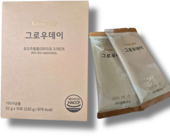 그로우데이 성장 부스터 키즈 성장 10포 신선한 14종 곡물과 채소 원료 10종 비타민 & 미네랄, 22g, 2개