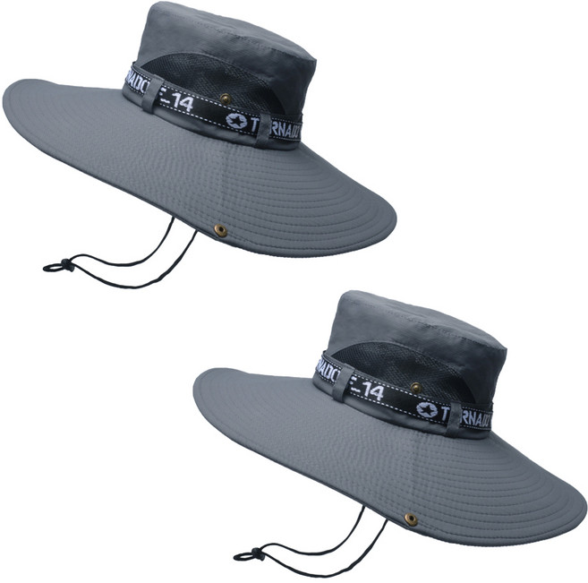 1+1 넓은 챙 와이드 사파리 모자 등산 농사 밭일 모자, 진그레이, 진그레이