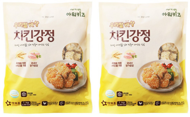 아워홈 아워키즈 우리쌀 바삭 치킨강정, 1kg, 2개