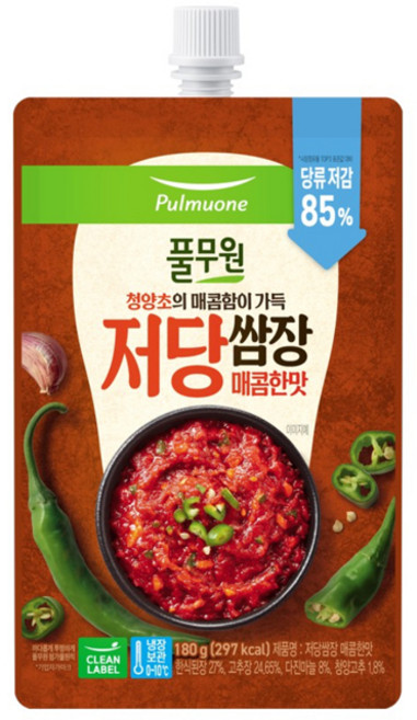 풀무원 저당쌈장 매콤한맛, 옵션 x 7개, 180g